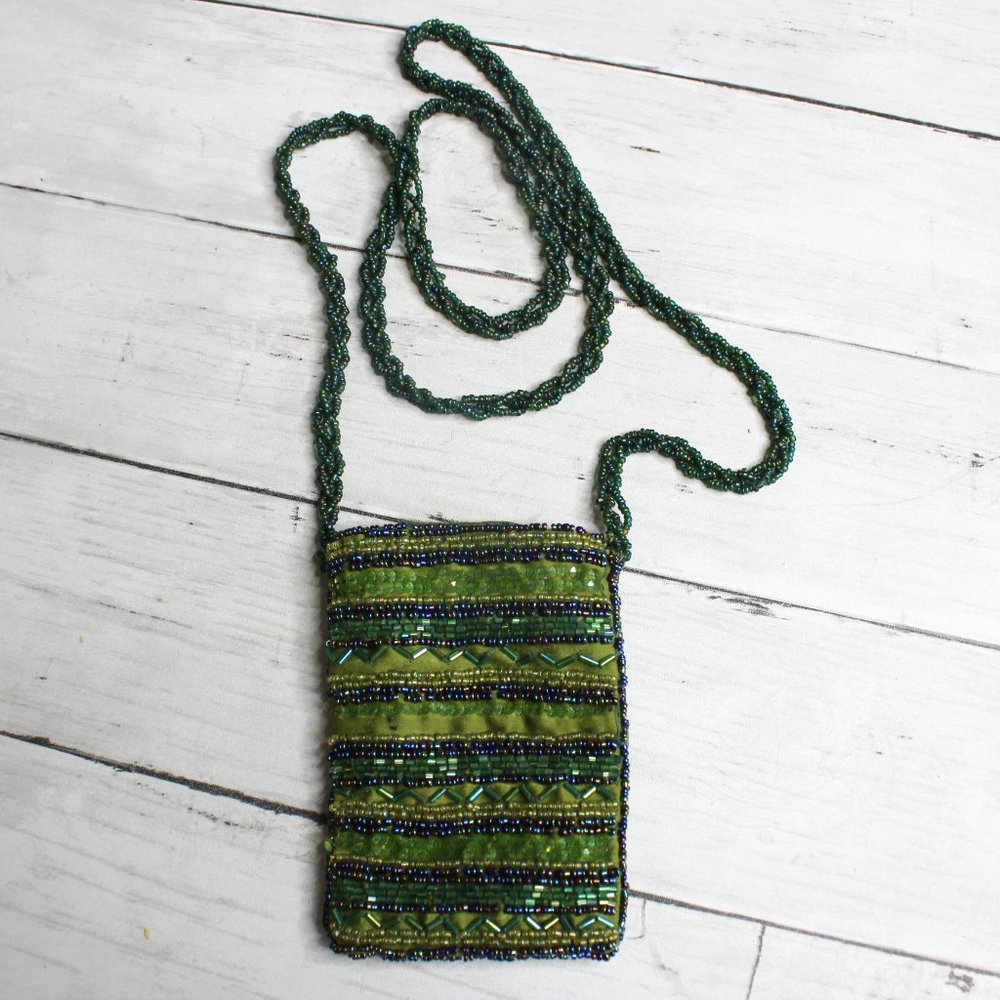 Vintage Handmade Womens Formal Beaded Evening Crossbody Shoulder Bag